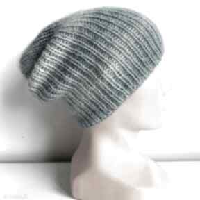 Handmade czapka damska aurea 100% baby merino plus moher i jedwab 43 jasny morski cieniowany