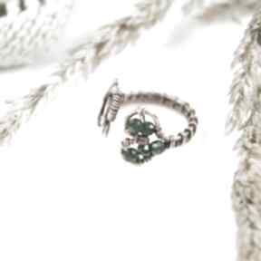 Szmaragd regulowany blue pearl art wire wrapping, nilu, pierścionek, biżuteria na prezent