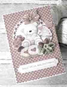 na scrapbooking kartki za craftowane z misiem, bądź moją walentynką, urocza