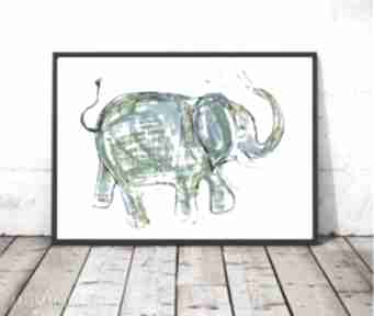 Obrazek ze słoniem, słoń plakat, ilustracja, grafika zoo pokoik dziecka annasko, na szczęście
