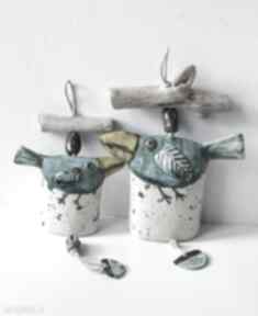 Zestaw 2 dzwonków z niebieskimi ptakami wylęgarnia pomysłów ceramika, dzwonke