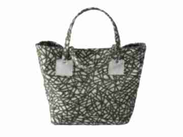 0008 biało zielona torebka shopper bag 3w1 ekologiczna torba