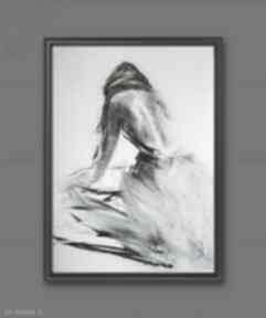 Silna - 50x70cm plakaty galeria alina louka grafika kobieca, plakat czarno biały, obraz kobieta