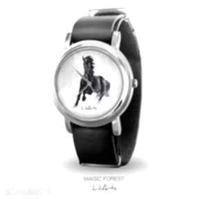 Zegarek, bransoletka - czarny koń - magic forest - lili arts