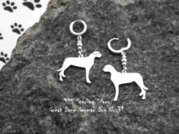 Dog niemiecki srebro próby 925 kolczyki nr 31 frrodesign, kamienie naturalne, rękodzieło