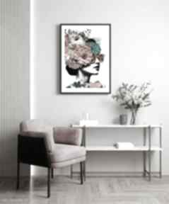 dziewczyna kwiaty - format 40x50 cm plakaty hogstudio plakat, do salonu, kobiecy kolaż
