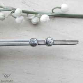Kropki dendrytowe 6mm - kolczyki jewelsbykt srebrne, wkrętki, sztyfty, okrągłe delikatna