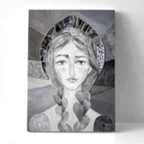 120x80 cm warkocze gabriela krawczyk wydruk, na płótnie, twarz, obraz, kobieta