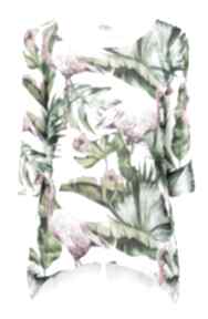 Letni sweterek S m, L xl bellafeltro flamingi, liście, palmy, bluzka, drukowana
