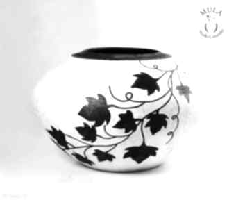 Wazon raku liście winorośli ceramika mula - krakle - artystyczna