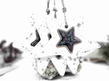 Prezent świąteczny? 3 ceramiczne gwiazdki choinkowe - niebo dekoracje fingers art białe ozdoby