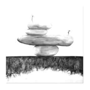Balancing act II, obraz do salonu na płótnie, minimalistyczna abstrakcja zen aleksandrab
