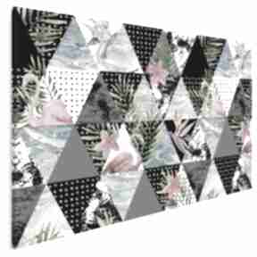 Obraz na płótnie - trójkąty tropikalny 120x80 cm 39001 vaku dsgn, zwierzęta, flamingi, ptaki
