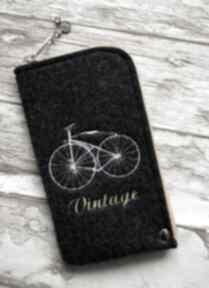 Filcowe na telefon - vintage bike happy art etui, smartfon, prezent, retro, rower, pokrowiec