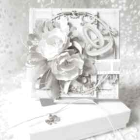 Ślubna kartka w pudełku scrapbooking marbella ślub, życzenia, pamiątka, rocznica, gratulacje