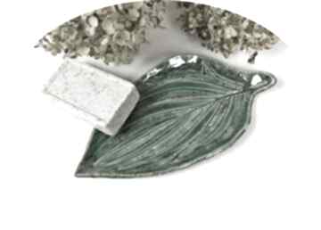 Ceramiczna mydelniczka spodeczek "green leaf" ceramika ceramystiq studio polskie rzemiosło