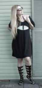 Granatowa bombka sukienka wymyslna efektowna tunika midi przed