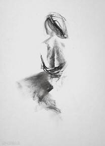 Woman dom galeria alina louka grafika czarno biała, rysunek węglem, akt, obraz
