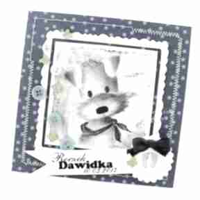 Dziecięca z pieskiem scrapbooking kartki jelonkaa pies, roczek, chłopiec, dziecko, kropki