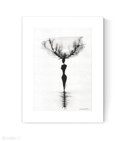 Grafika A4 malowana ręcznie, abstrakcja, styl skandynawski, czarno biała, 3096800 mini mal art