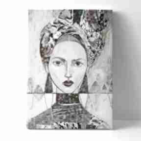 120x80 cm w turbanie gabriela krawczyk obraz, wydruk, na płótnie, postać, kobieta