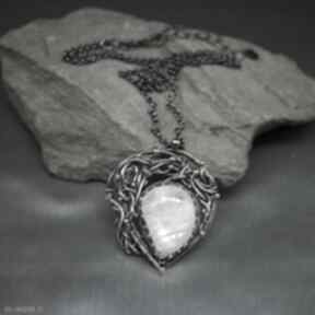 Kamień księżycowy wisiorek "elimanal" naszyjniki branickaart srebrny naszyjnik, długi, wire