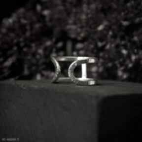 Dwustronny otwarty pierścionek srebro 925 bellamente srebrny, geometryczny, na prezent, prosty