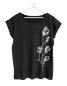 Magnolie koszulka oversize czarna M l gabriela krawczyk, t-shirt, luźna, bawełna