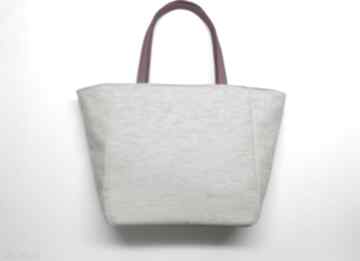 Shopper bag - jasny beż i fuksja na ramię torebki niezwykle elegancka, nowoczesna, prezent