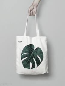 Torba bawełniana monstera life fetish design, z lisciem, lowpoly, z grafiką