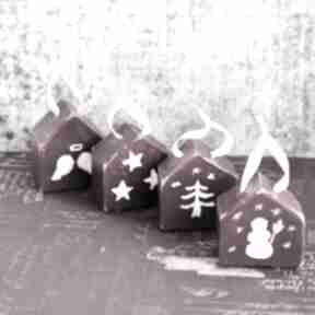 Prezenty na święta? Domki - bombki zestaw 6 dekoracje świąteczne mały koziołek, drewno