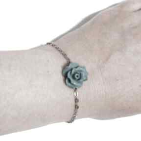turkusowo niebieska koral lili arts bransoletka, róża, kwiat, biżuteria na wesele, dla niej
