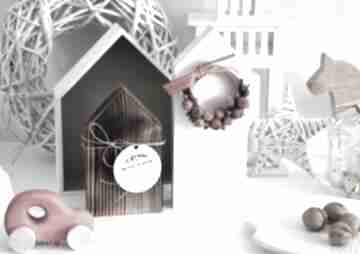Pomysł na prezent? 2 z wiankiem dekoracje świąteczne wooden love wianek, dom, domki, drewniane