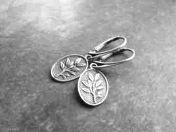 Roślinne owale lahovska motywy, kolczyki srebrne, srebro, botaniczna biżuteria, prezent