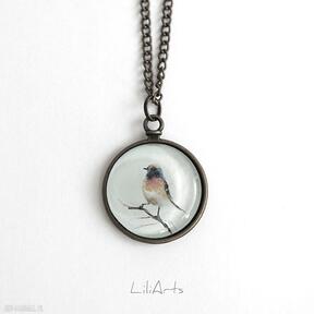 Medalion, naszyjnik - kolorowy ptaszek antyczny brąz naszyjniki liliarts, ptak, szklany