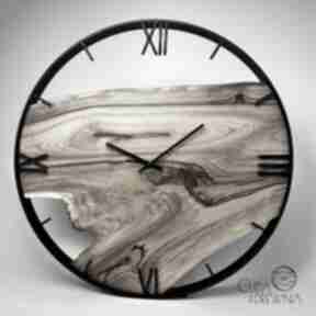 Duży zegar ścienny, 60 cm, cyfry rzymskie, styl loftowy zegary cuda z drewna, loft, nowoczesny