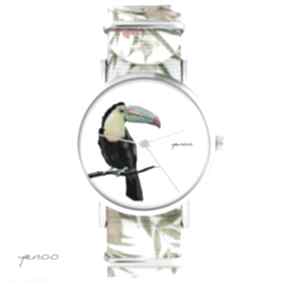 Zegarek - tukan kwiaty, nato, biały zegarki yenoo, bransoletka, prezent