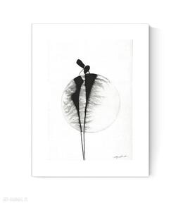 Grafika A4 malowana ręcznie, abstrakcja, styl skandynawski, czarno biała, 3096796 mini mal art