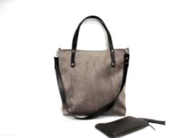 Shopper bag na ramię czarnaowsianka brązowa, torba, modna, klasyczna, uniwersalna