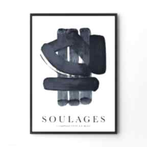 Soulages compition bleu - format 30x40 cm plakaty hogstudio, modny plakat do wnętrza, salonu