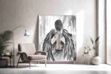 Ręcznie malowany olejny 70x100cm i diana abstract art abstrakcja, anioł, duży obraz, kobieta