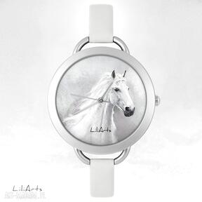 Zegarek, biały zegarki lili arts bransoletka, skórzana, koń, unikatowy