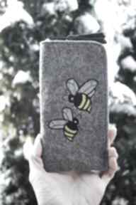 Etui na telefon - pszczółki happy art smartfon, pokrowiec, futerał, prezent, z haftem