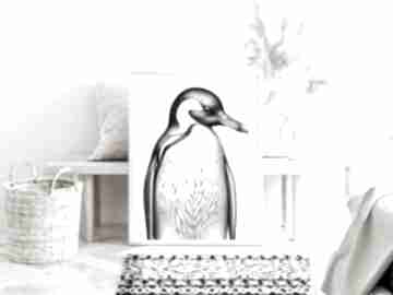 vintage - format 61x91 cm hogstudio plakat, plakaty, czarno biały, pingwin, z pingwinem