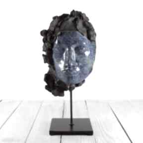Maska twarz blue mask ceramika mula, dekoracja, aranżacja, artystyczna, technika raku