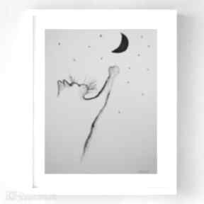 Księżyc jest blisko - akwarela formatu 24x32 cm paulina lebida kot, abstrakcja