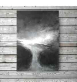 Abstrakcja w czerni i bieli obraz akrylowy formatu 70x100 cm paulina lebida, akryl