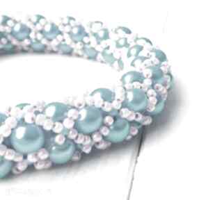 błękitna różowa braccialeart bransoletka, koraliki, rękodzieło, elegancka, romantyczna