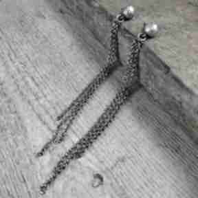 Długie kolczyki z łańcuszkami irart srebro oksydowane, łańcuszki, sztyfty