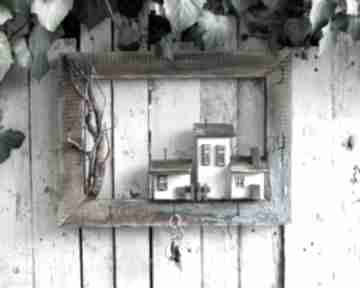 z i haczykami - wieszaczek na galeria fajny domek domki, drewniana ramka, klucze, wieszak